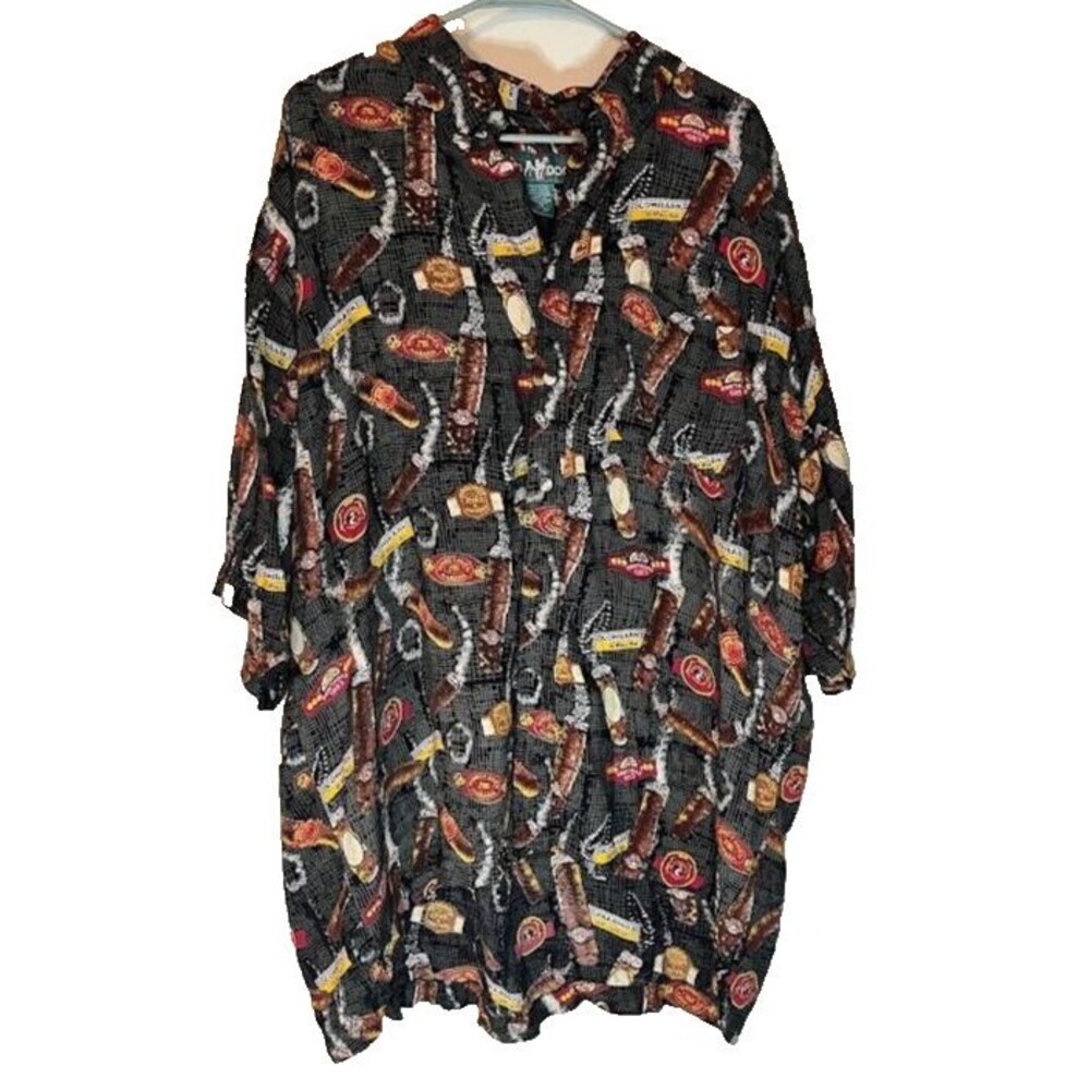 Big Dogs Men's Shirt 2X Collared Cohibark Cigars Print Button Down Urban Casual